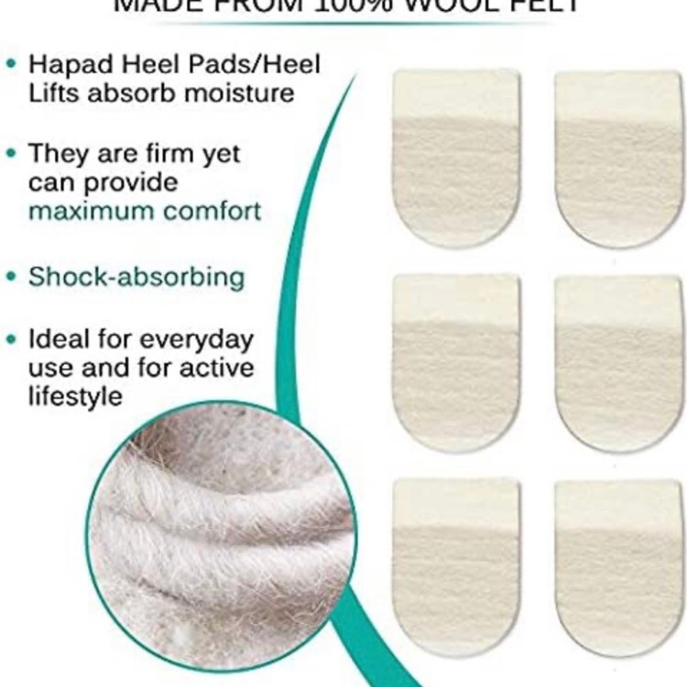 Hapad Heel Pads, 2 Inches x 3/16” Wool Felt Heel Cushion Pads